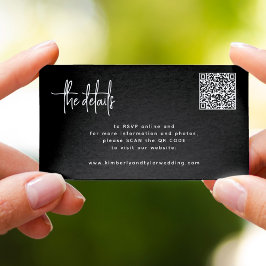 Cartão De Informações QR CODE script moderno RSVP detalhes casamento