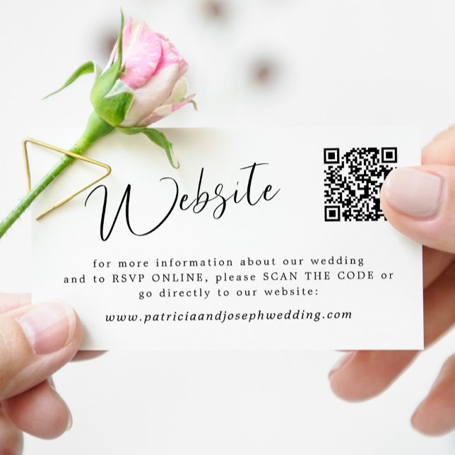 Cartão De Informações QR CODE simples site de caligrafia elegante (Criador carregado)