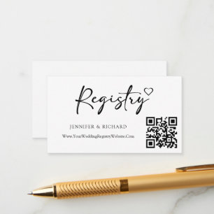 Cartão De Informações QR Code Wedding Registry Modern Simple Calliografi