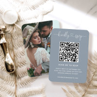 QR Code Wedding Website RSVP Dusty Blue Photo