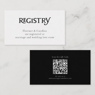 Cartão De Informações QR Code White Chic Elegant Simple Registry