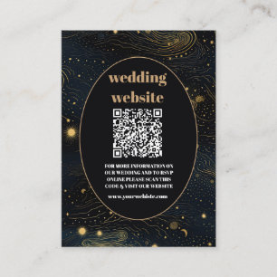 Cartão De Informações qr código Celestial Crescent Casamento Dourado da 