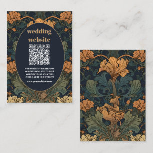 Cartão De Informações qr código Elegant Floral Art Nouveau Casamento