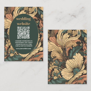Cartão De Informações qr código Elegant Floral Art Nouveau Casamento