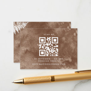 Cartão De Informações Qr Código Rustic Watercolor Wiln Fern RSVP