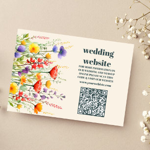 Cartão De Informações qr código Wildflower Wedding Boho Country Floral