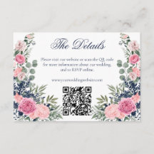 QR de Site de Casamento Floral Verde Rosa Azul Mar