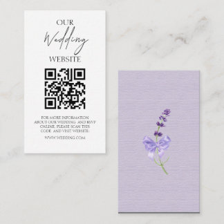 Cartão De Informações QRCode de Casamento de Lavanda de Moda Nova Elegan