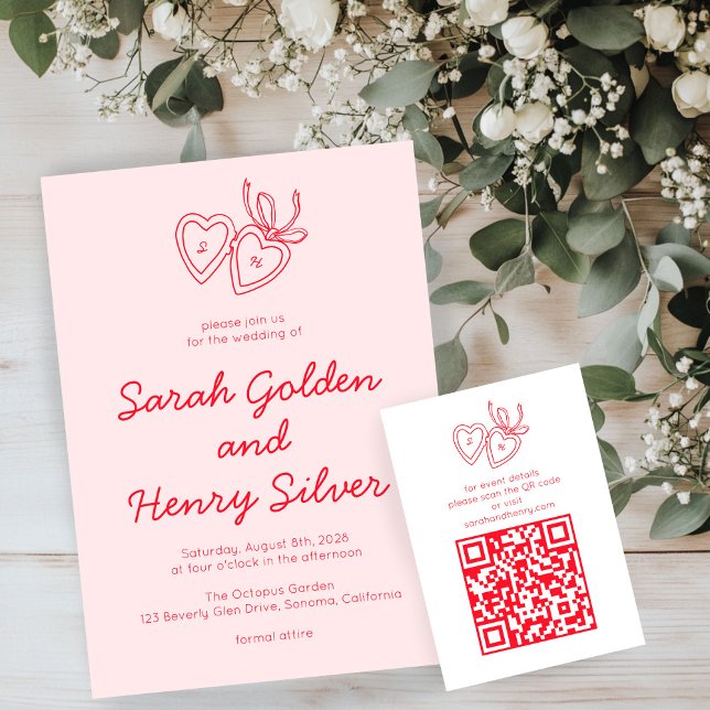 Cartão De Informações QRCode PERSONALIZADO de Desenho de Discagem do Blo (Whimsical Heart Locket Doodle Sketch CUSTOM QRCode Enclosure Card
)