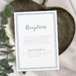 Cartão De Informações Quadro branco de Recepção de casamento azul simple