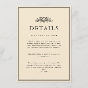 Cartão De Informações Quadro Clássico Elegante com Detalhes do Casamento