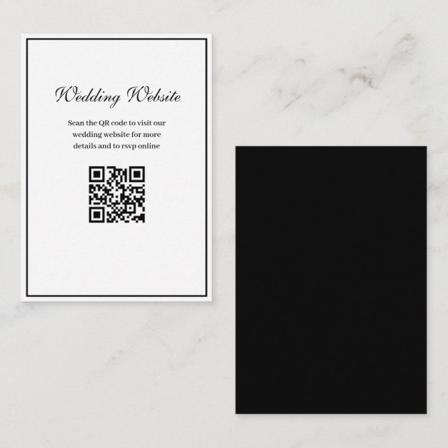 Cartão De Informações quadro negro Código QR site de casamento (Frente/Verso)