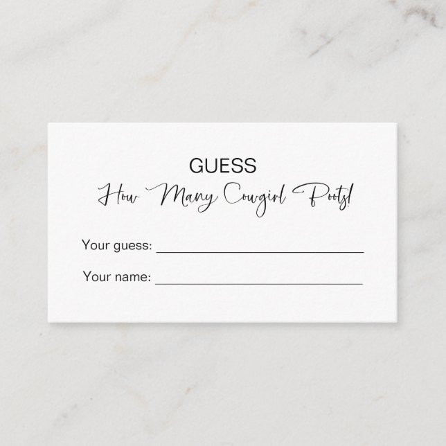 Cartão De Informações Quantas Cowgirl Boots! Chá de panela (Frente)