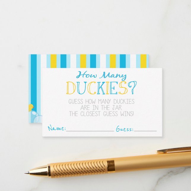 Cartão De Informações Quantos Duckets do Jogo do Partido Adivinham Cartõ (Frente/Verso In Situ)
