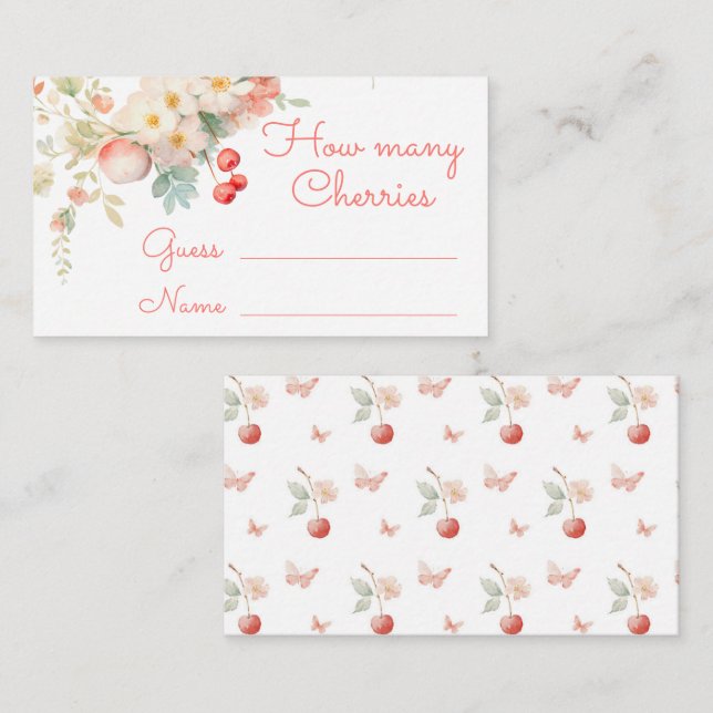 Cartão De Informações Quantos jogos de Chá de fraldas Cherries Blossom (Frente/Verso)