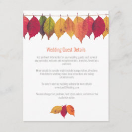 Cartão De Informações Queda Colorida Sai dos Detalhes do Convidado de Ca