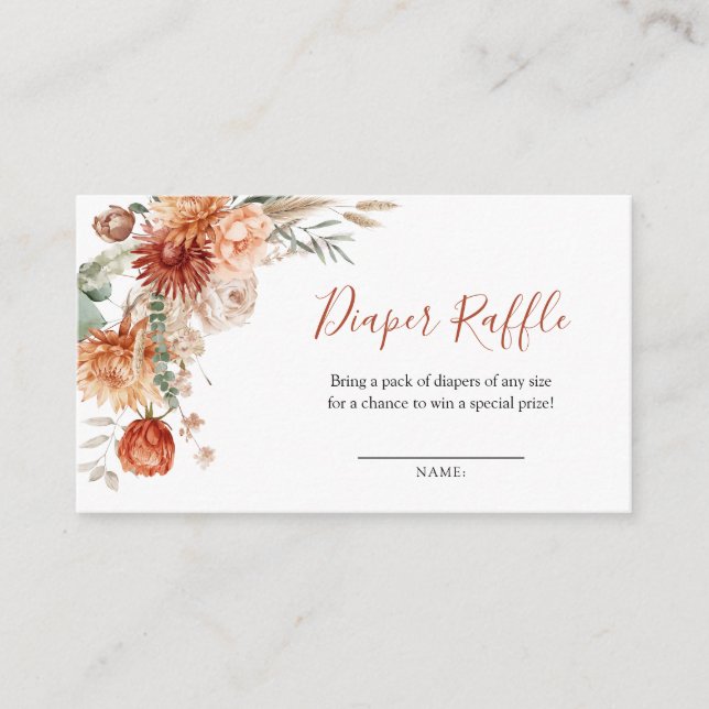 Cartão De Informações Queda de flor selvagem no amor Fralda Raffle (Frente)