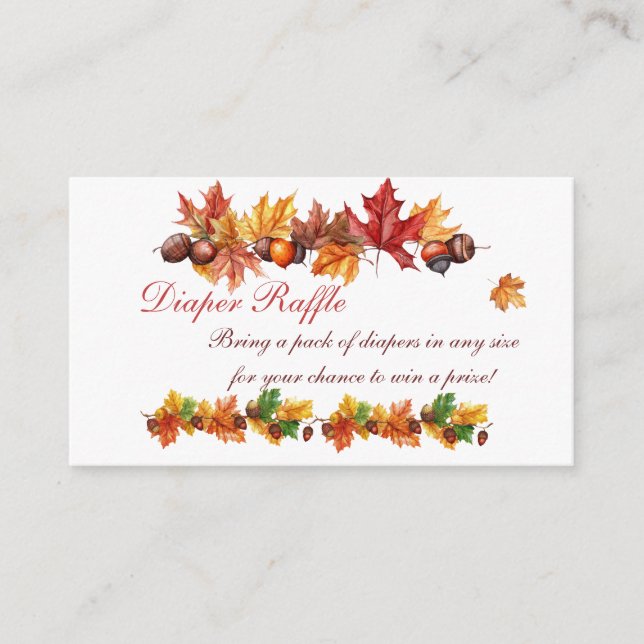 Cartão De Informações Queda do Tema do outono deixa Fralda Chá de fralda (Frente)