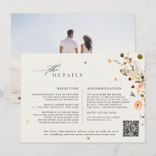 Cartão De Informações Queda dos detalhes do casamento Floral Boho
