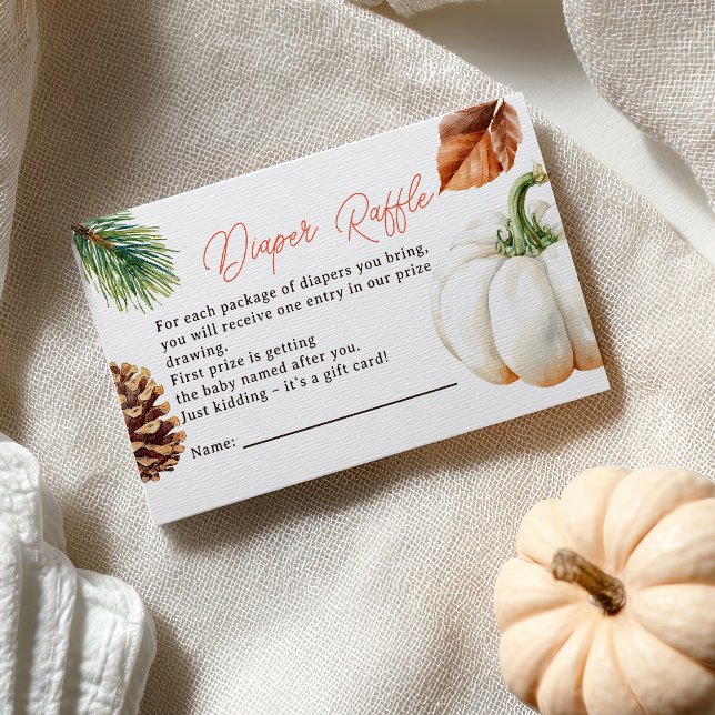 Cartão De Informações Queda Pequena Abóbora Outono Fralda Bebê Raffle (Fall Little Pumpkin Autumn Baby Diaper Raffle Enclosure Card)
