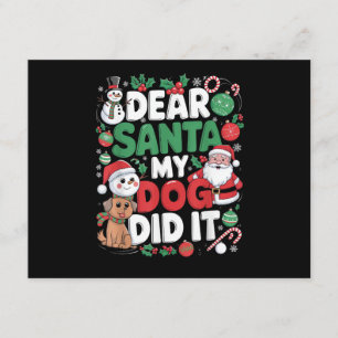 Cartão De Informações Querido Papai Noel Meu cachorro fez isso Funny Nat