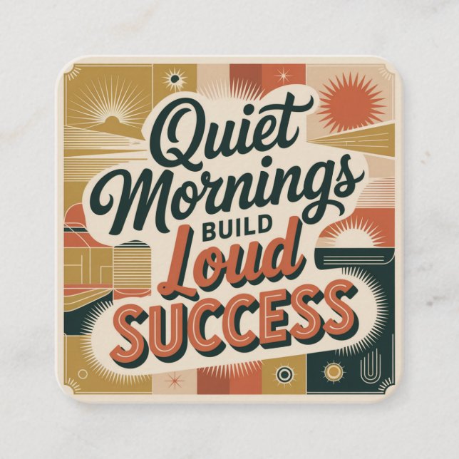 Cartão De Informações Quiet Mornings Build Loud Success (Frente)