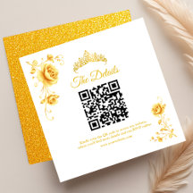 Quinceanera Minimalista Moderna em Dourado QR RSVP