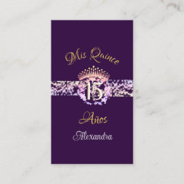 Cartão De Informações Quinceanera Purple Lilac Elegante Espanhol