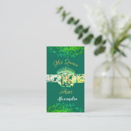 Cartão De Informações Quinceanera Sage Green Elegant Princesa