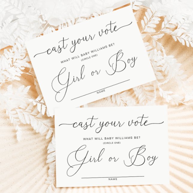 Cartão De Informações Quinn Passe Seu Voto Revelação De Gênero Votando C (Cast Your Vote Gender Reveal Game Card Quinn)