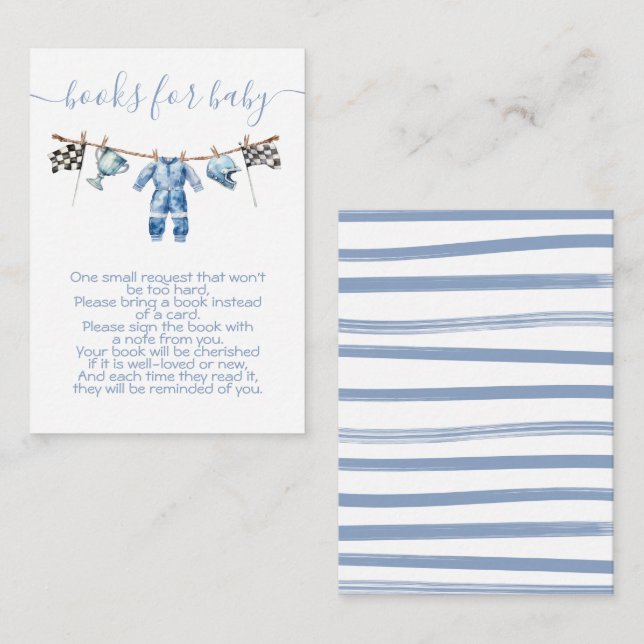 Cartão De Informações Race Car Clothesline Livros para Bebê (Frente/Verso)