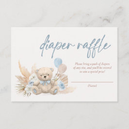 Cartão De Informações Raffle Chá de fraldas Azul do Urso Negra