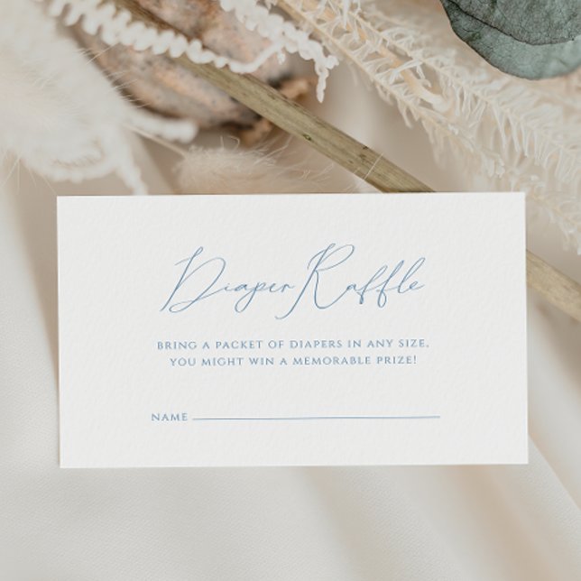 Cartão De Informações Raffle Chá de fraldas Azul Dusty Whimsic (Criador carregado)