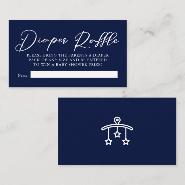 Cartão De Informações Raffle Chá de fraldas Azul Meia-Noite (Frente/Verso)
