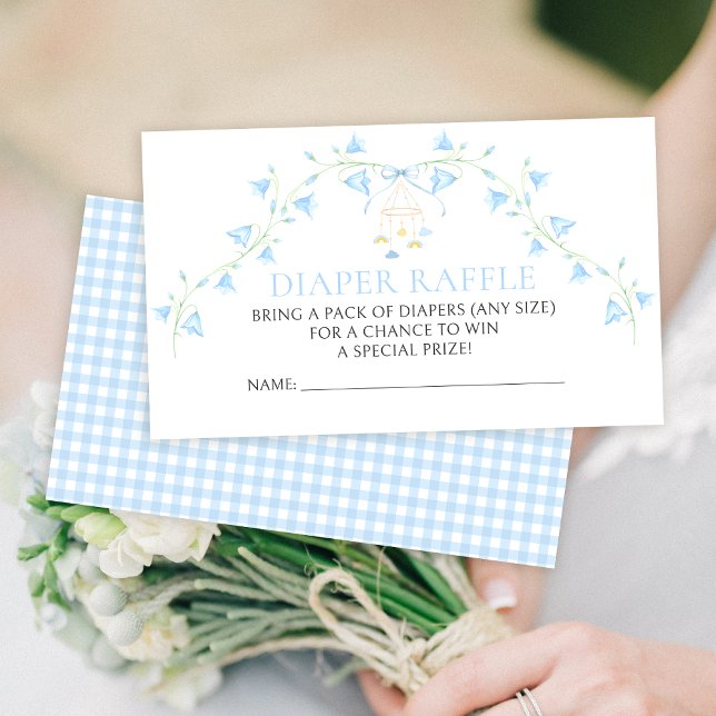 Cartão De Informações Raffle Chá de fraldas Bluebell Blue Flower (Criador carregado)