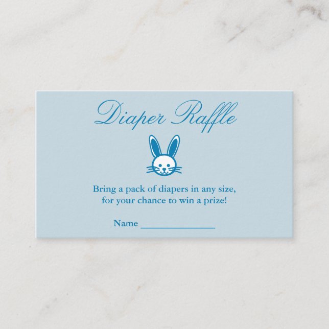 Cartão De Informações Raffle Chá de fraldas Coelho Azul (Frente)