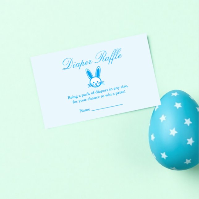 Cartão De Informações Raffle Chá de fraldas Coelho Azul (Criador carregado)