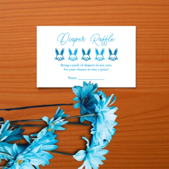Cartão De Informações Raffle Chá de fraldas Coelho Azul (Criador carregado)