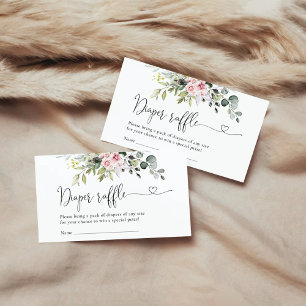 Cartão De Informações Raffle Chá de fraldas Cor-de-rosa-claro-cinza