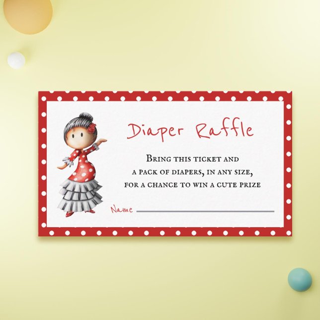 Cartão De Informações Raffle Chá de fraldas Cute Sevillana (Criador carregado)