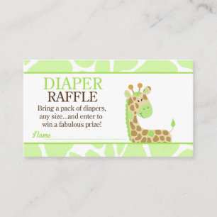 Cartão De Informações Raffle Chá de fraldas da Selva Verde Giraffe