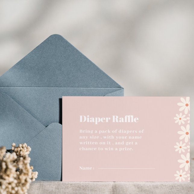 Cartão De Informações Raffle Chá de fraldas Daisy Rosa (Criador carregado)