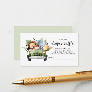Cartão De Informações Raffle Chá de fraldas de Animais Safari