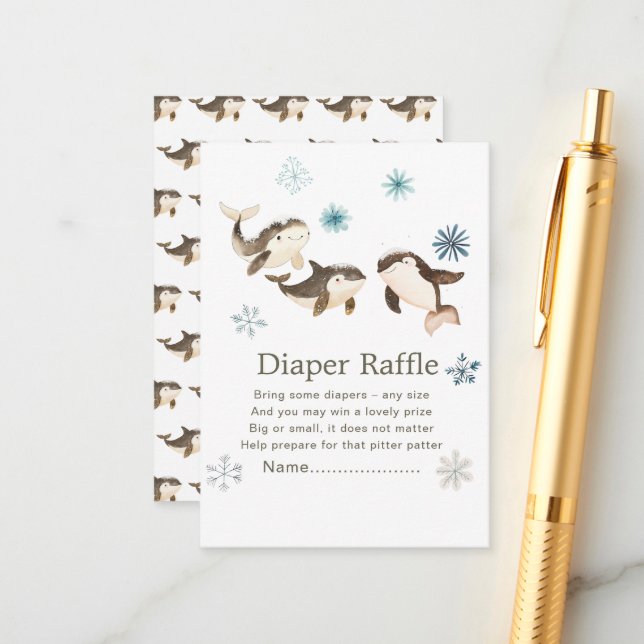 Cartão De Informações Raffle Chá de fraldas de Baleia do Ártico Ártico d (Frente/Verso In Situ)