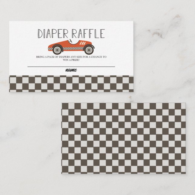 Cartão De Informações Raffle Chá de fraldas de Carro Race Vermelho (Frente/Verso)