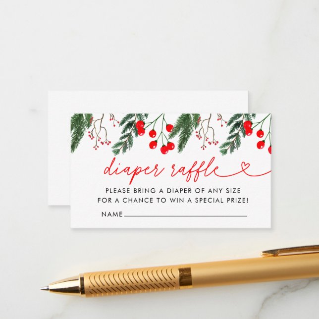 Cartão De Informações Raffle Chá de fraldas de inverno moderno (Frente/Verso In Situ)