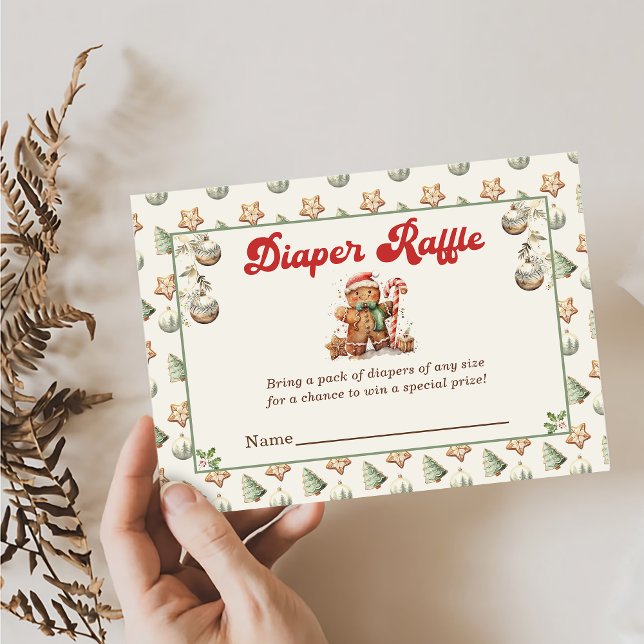 Cartão De Informações Raffle Chá de fraldas de inverno verde (Criador carregado)