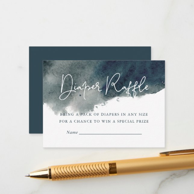 Cartão De Informações Raffle Chá de fraldas de Lixeira Indigo (Frente/Verso In Situ)