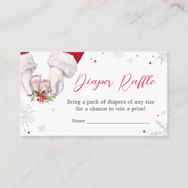 Cartão De Informações Raffle Chá de fraldas de presente Natal (Frente)