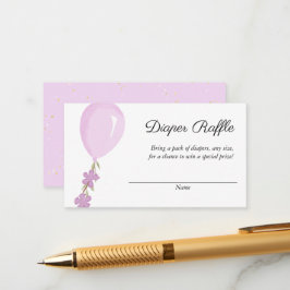 Cartão De Informações Raffle Chá de fraldas do Balão Cor-de-rosa-claro